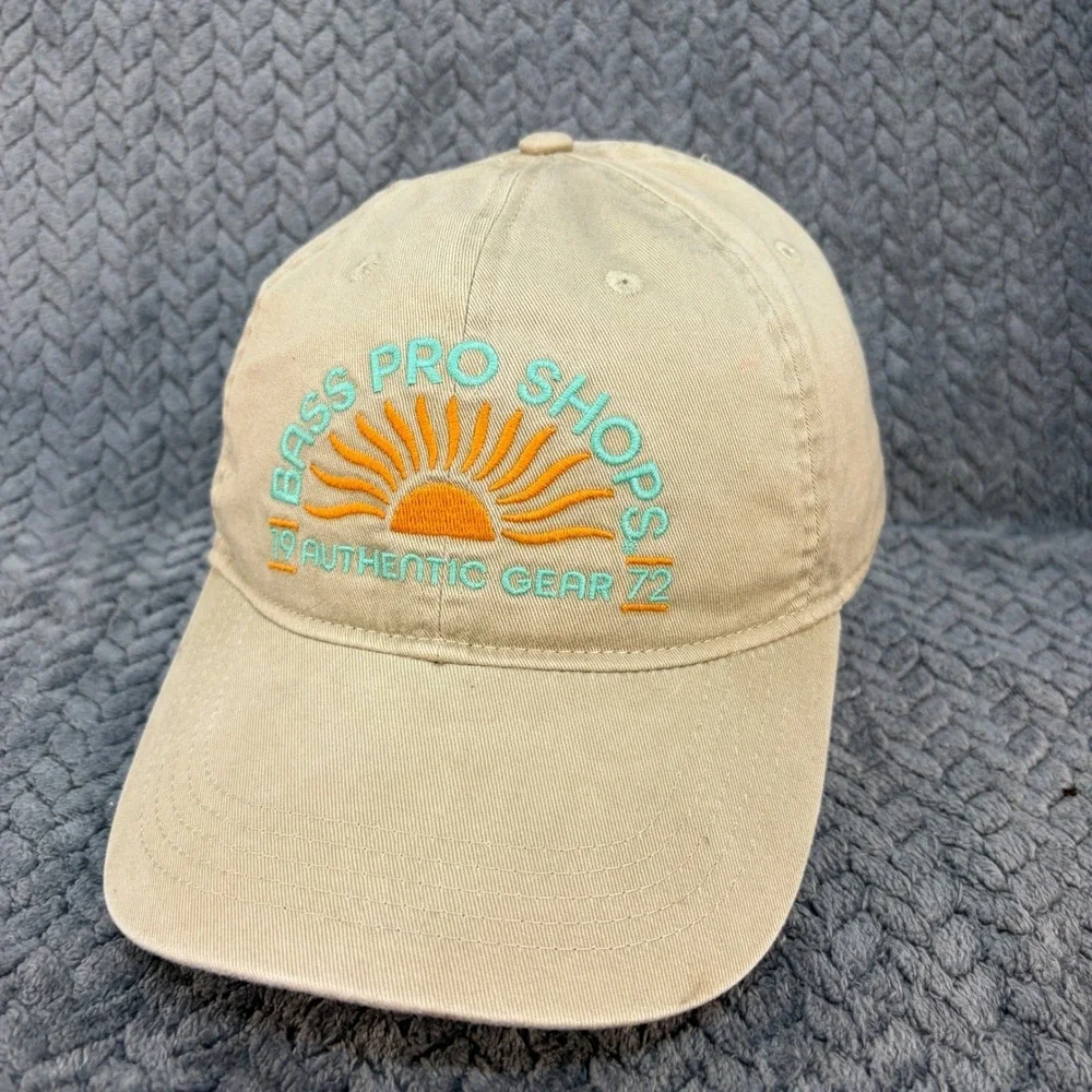 Bass Pro Shops Authentic Gear Sunburst Hat Tan Khaki Adjustable Dad Cap 0641
